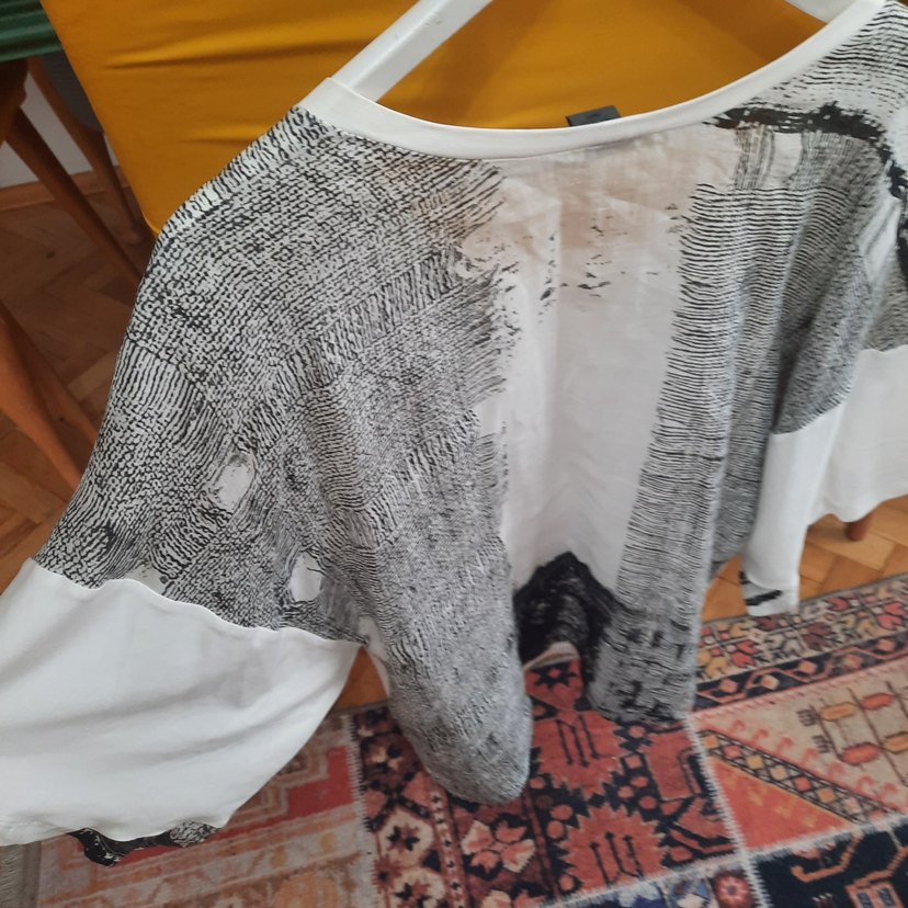 Beyaz Baskılı Salaş Kadın Bluz crea marka - Görsel 5