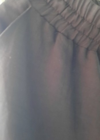 Kadın Siyah Keten Uzun Salaş Etek pantolon - Görsel 3