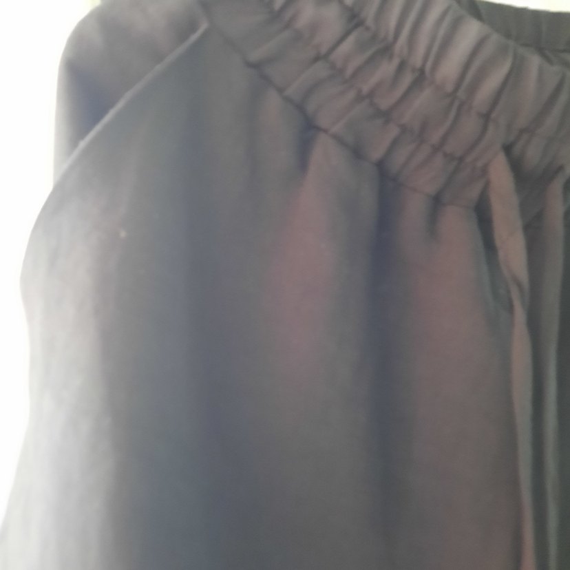 Kadın Siyah Keten Uzun Salaş Etek pantolon - Görsel 3