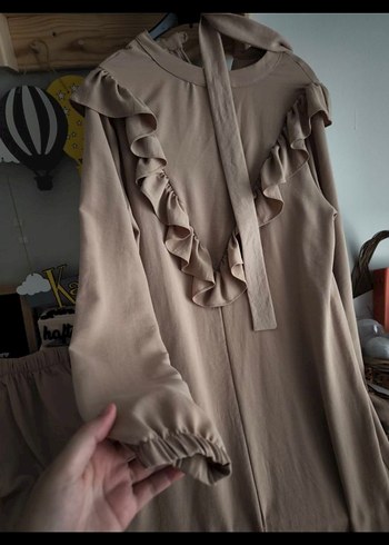 s Beden Camel Renkli Uzun tunik takım