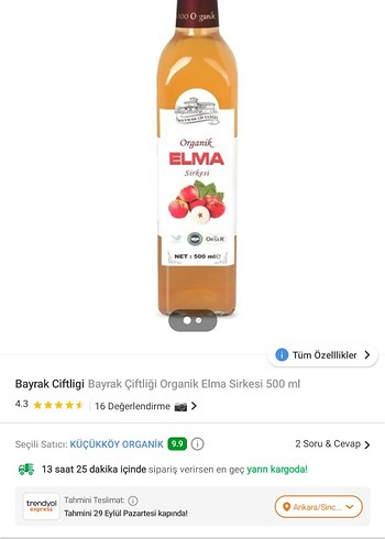 Bayrak Çiftliği Organik Elma Sirkesi 500 ml