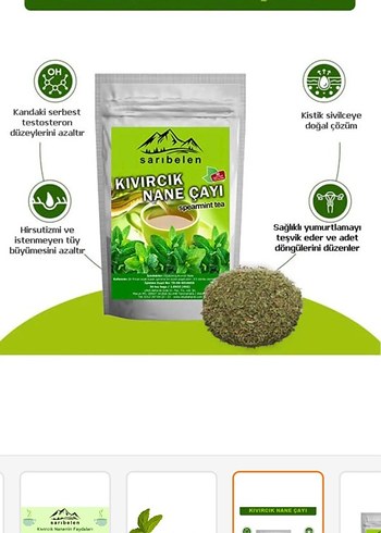 Beden Renk Saribelen Kıvırcık Nane Çayı 100g Tek tek Demlik pratik kullanim