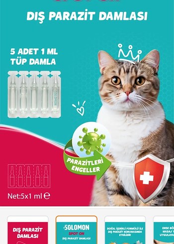 Beden Solomon Spot On Kedi Dış Parazit Damlası 5x1ml