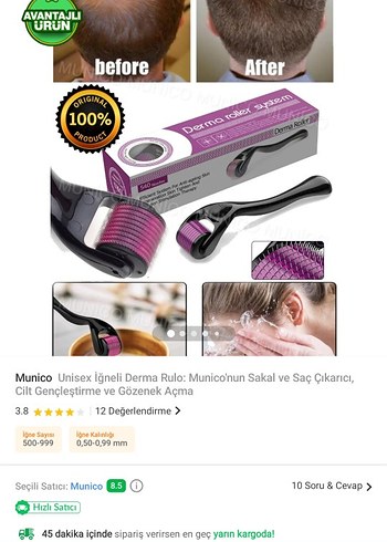 Dermaroller 1mm Cilt Yenileme Rulosu - Görsel 4