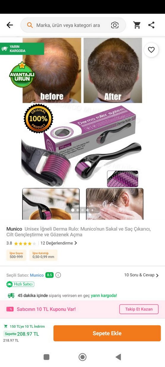 Dermaroller 1mm Cilt Yenileme Rulosu - Görsel 4