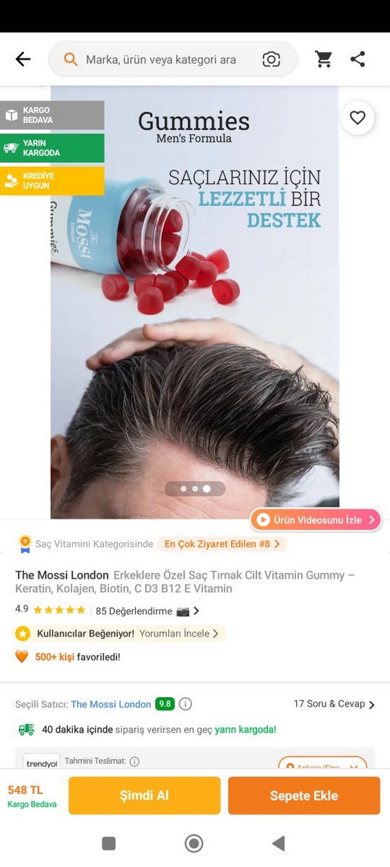 The Mossi London Erkek Saç ve Cilt Vitamin Gummies 60'lı - Görsel 2