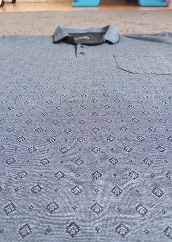 Erkek mavi Batik Desenli Denim Polo Tişört - Görsel 2