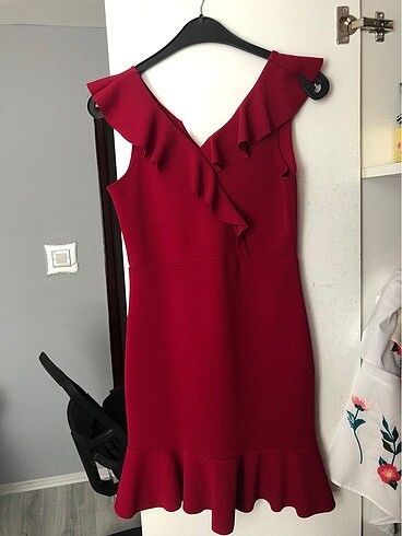 Bordo mini elbise