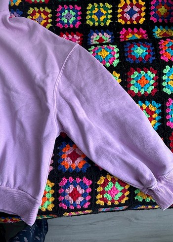 Lila Kapüşonlu Kadın Sweatshirt - Görsel 2