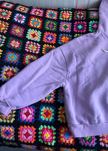 Lila Kapüşonlu Kadın Sweatshirt - Görsel 3