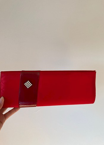 Abiye Kırmızı Saten Kadın Portföy Çanta - Görsel 2