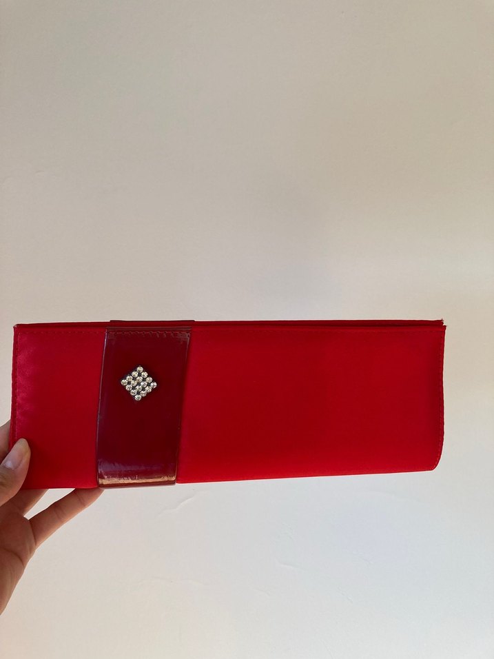 Abiye Kırmızı Saten Kadın Portföy Çanta - Görsel 2