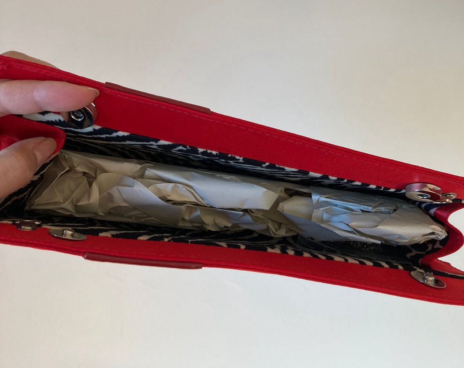 Abiye Kırmızı Saten Kadın Portföy Çanta - Görsel 3