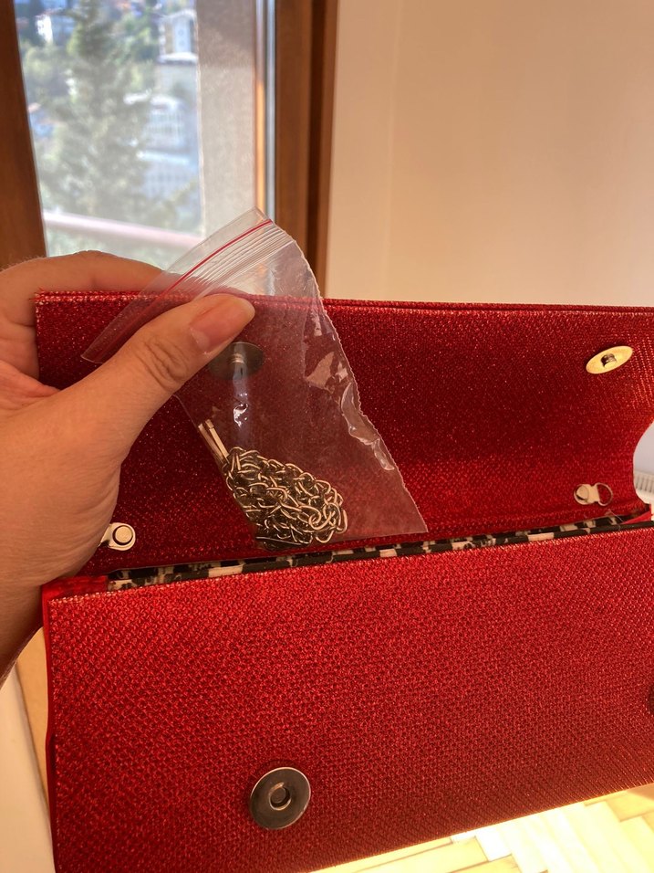 Kırmızı Parlak Kadın Abiye Portföy ve Askılı Çanta - Görsel 4