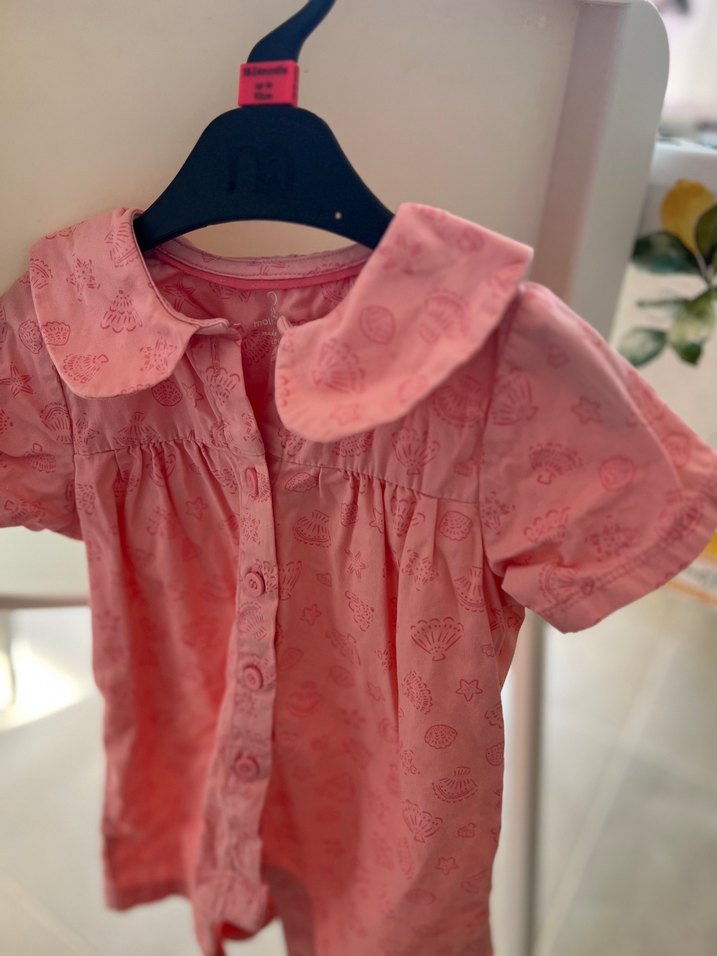 Mothercare %100 Pamuk Pembe Kız Çocuk Tulum 3-6 ay - Görsel 3