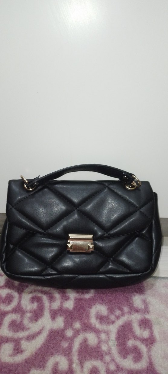 Siyah Deri Tokalı Kadın Çanta - Görsel 2