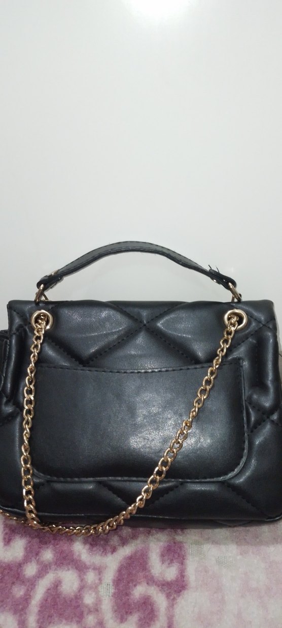 Siyah Deri Tokalı Kadın Çanta - Görsel 4