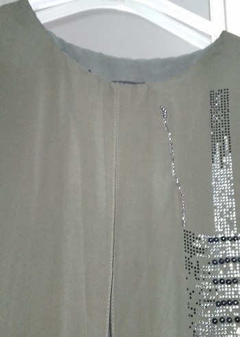 Parlak Taşlı Haki Anne Abiye Elbise - Görsel 11