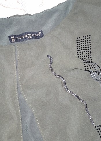 Parlak Taşlı Haki Anne Abiye Elbise - Görsel 9