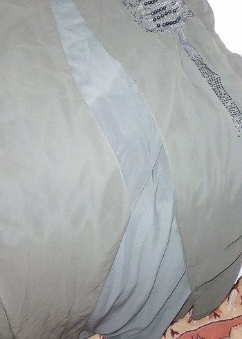 Parlak Taşlı Haki Anne Abiye Elbise - Görsel 12