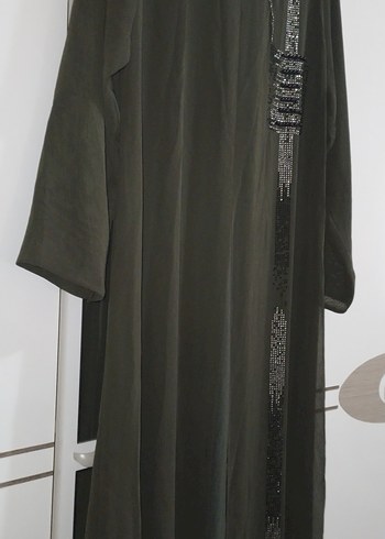 Parlak Taşlı Haki Anne Abiye Elbise - Görsel 3