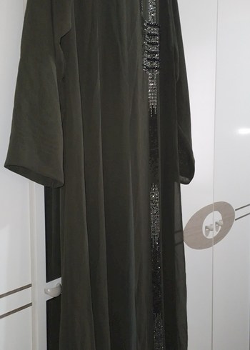 Parlak Taşlı Haki Anne Abiye Elbise - Görsel 6