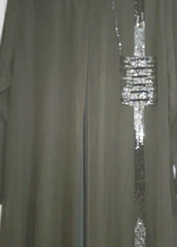 Parlak Taşlı Haki Anne Abiye Elbise - Görsel 5