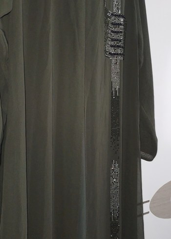 Parlak Taşlı Haki Anne Abiye Elbise - Görsel 4
