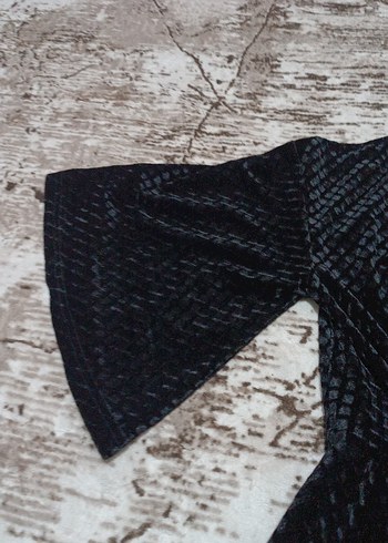 siyah kadife mini elbise - Görsel 3