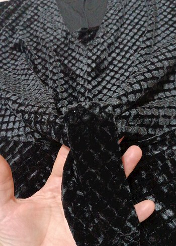 siyah kadife mini elbise - Görsel 2