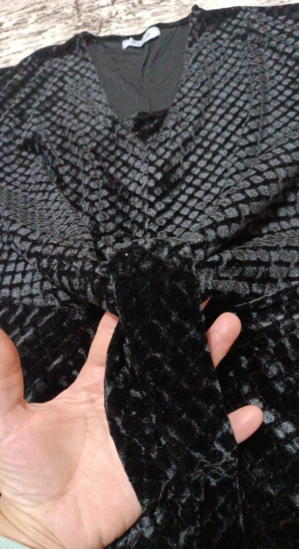 siyah kadife mini elbise - Görsel 2