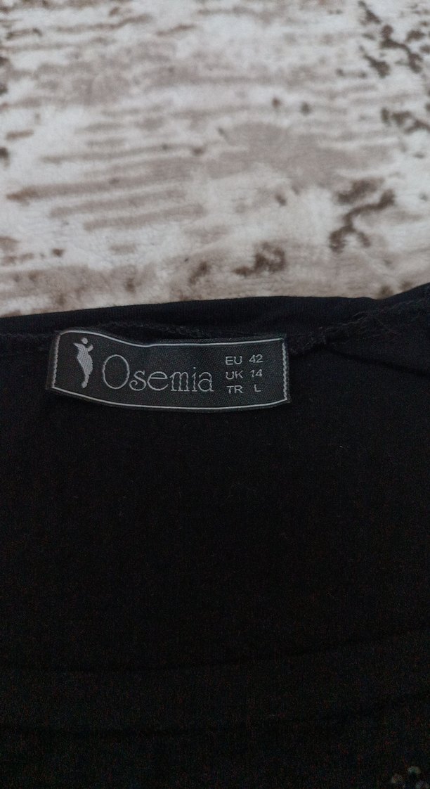 Siyah Pul İşlemeli Uzun Kollu Gotik Kadın Tişört - Görsel 2