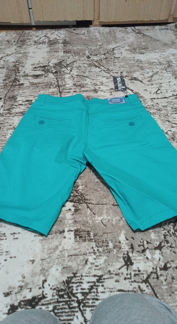 Turkuaz Renkli Rahat Erkek Mini Şort - Görsel 2