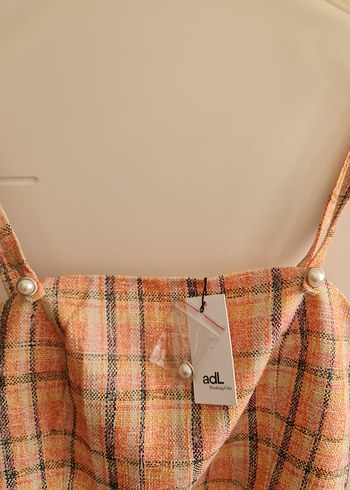 Adil Işık Düğmeli Pembe Mini Kareli Kadın Crop Top - Görsel 3