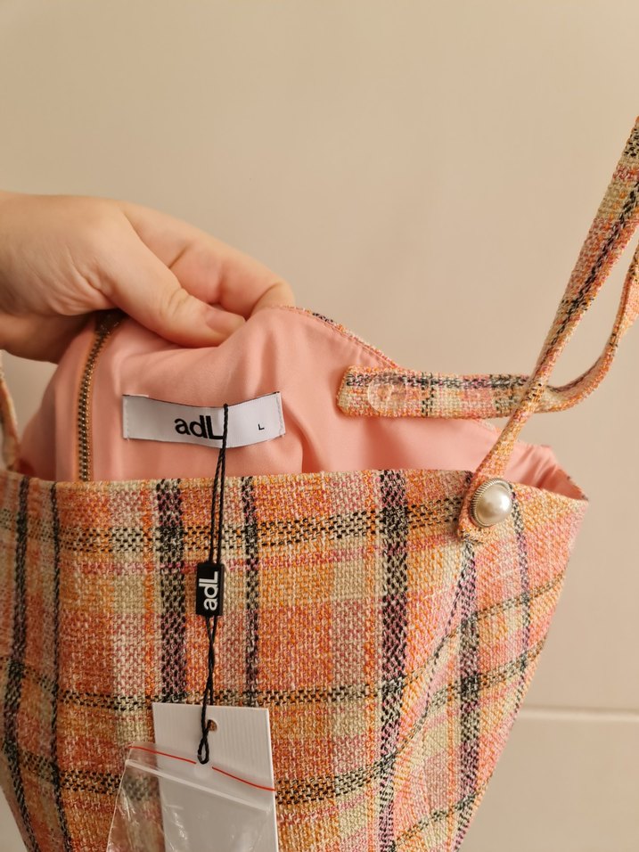 Adil Işık Düğmeli Pembe Mini Kareli Kadın Crop Top - Görsel 4