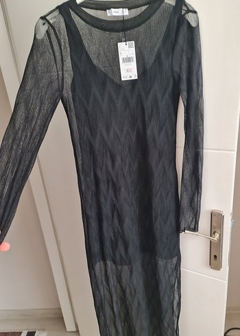 Mango Siyah Pilili Uzun Elbise - Görsel 3