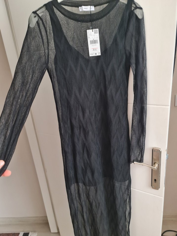 Mango Siyah Pilili Uzun Elbise - Görsel 3