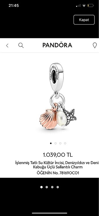 pandora üçlü sallantılı charm