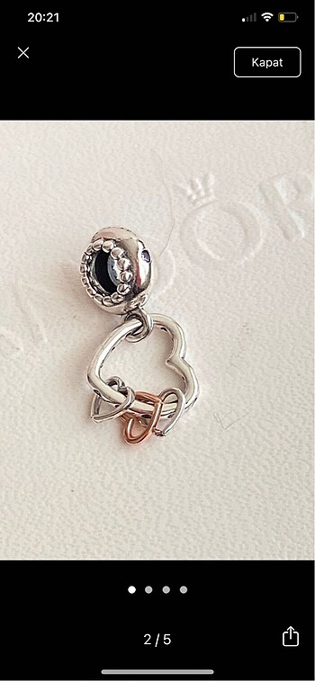 Pandora pandora vurgulu kalp charm