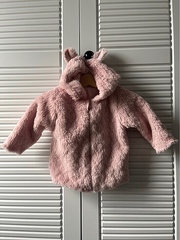 Bebetto 9 ay (74cm) kulaklı peluş ceket pudra
