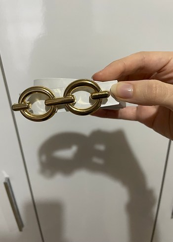Diğer Beyaz Deri Tokalı Kadın Kemer