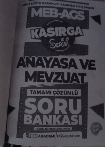 MEB-AGS Kasırga Serisi Anayasa ve Mevzuat Soru Bankası - Görsel 3
