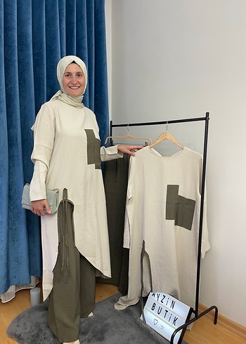 Pamuklu Uzun Kollu Beyaz Baskılı Tunik