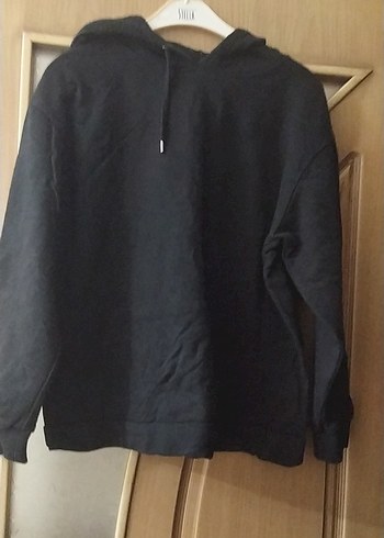 Siyah Kapüşonlu Kadın Sweatshirt