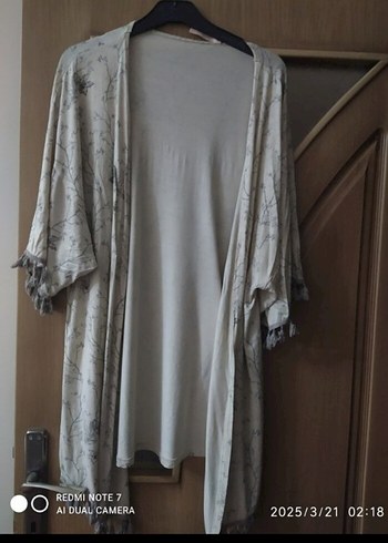 Bohem Uzun Gri Salaş Kimono