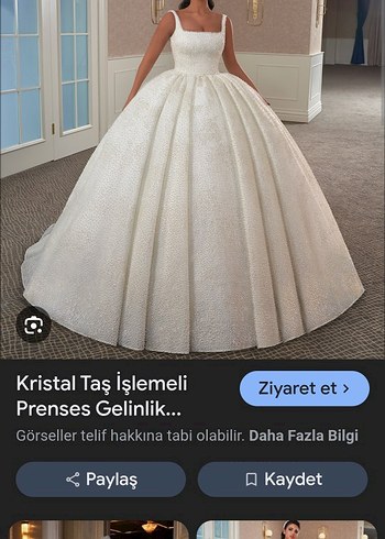 Kristal Taş İşlemeli Prenses Gelinlik