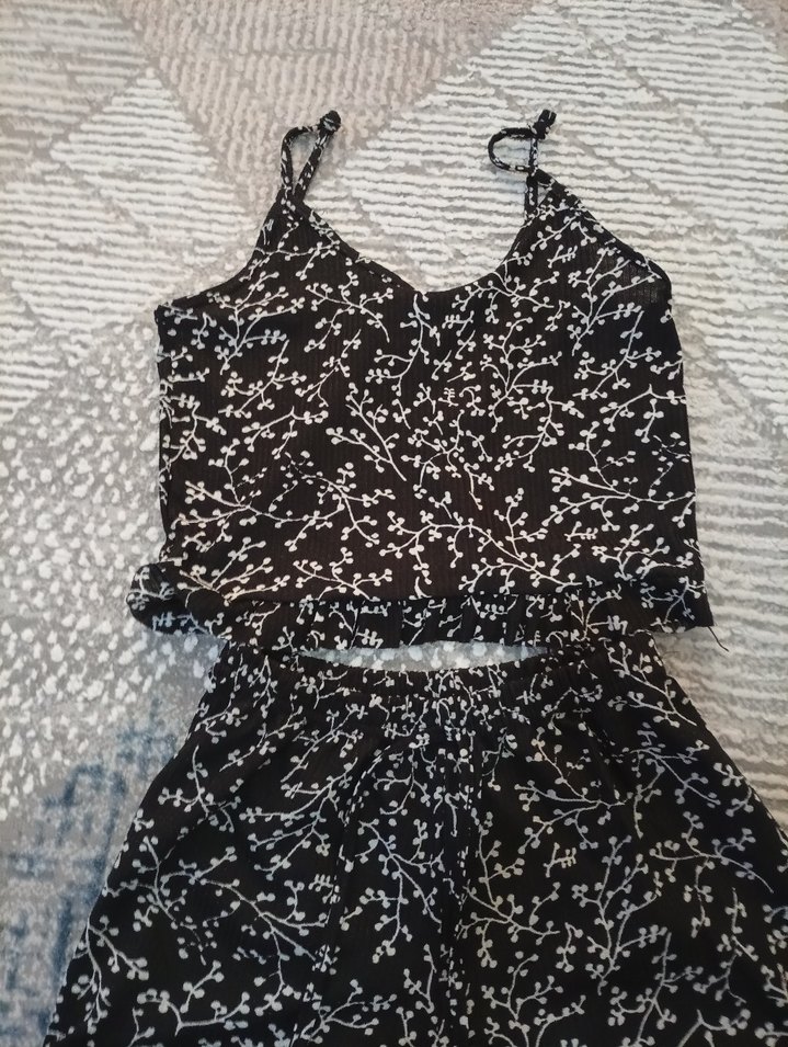 Siyah Bağcıklı Mini Kadın krop sort ikili urün S beden uymlu - Görsel 4