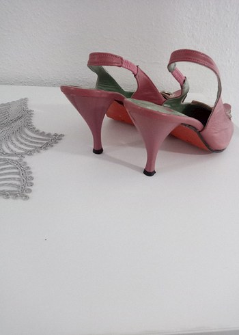 39 Beden Pembe hakiki deri Stiletto Tokalı Kadın Topuklu Ayakkabı