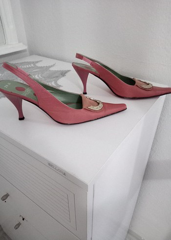 Nine West Pembe hakiki deri Stiletto Tokalı Kadın Topuklu Ayakkabı