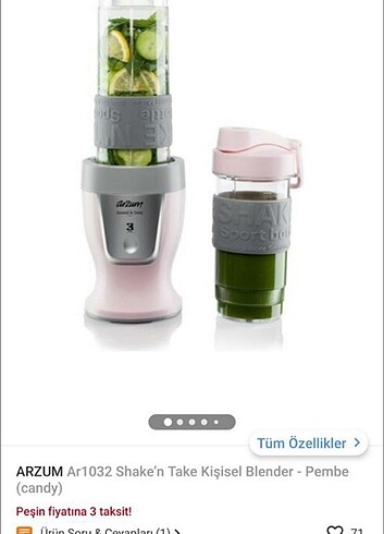 Arzum shake'n take blender 